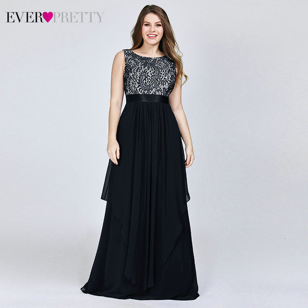 Plus Size Floral Lace Bridesmaid Dresses Ever Pretty A-Line Ruffles Sleeveless O-Neck Layer Elegant Wedding Party Gowns 2020