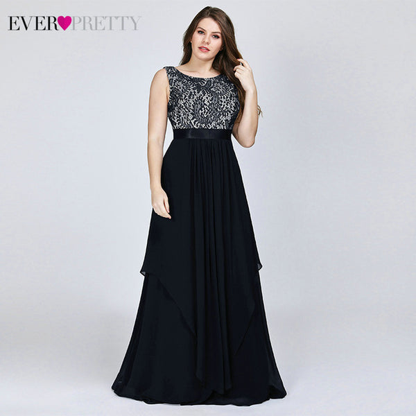 Plus Size Floral Lace Bridesmaid Dresses Ever Pretty A-Line Ruffles Sleeveless O-Neck Layer Elegant Wedding Party Gowns 2020