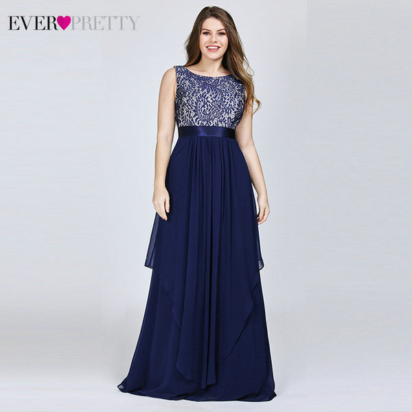 Plus Size Floral Lace Bridesmaid Dresses Ever Pretty A-Line Ruffles Sleeveless O-Neck Layer Elegant Wedding Party Gowns 2020