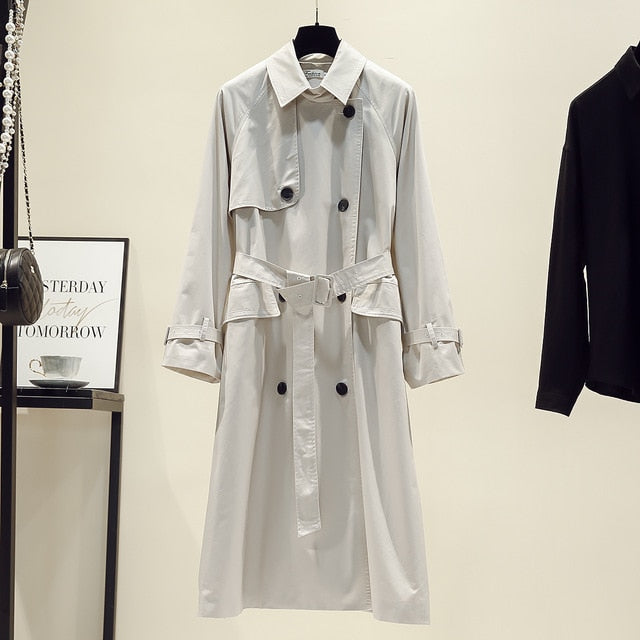 UK Brand new Fashion 2020 Fall /Autumn Casual Double breasted Simple Classic Long Trench coat with belt Chic Female windbreaker