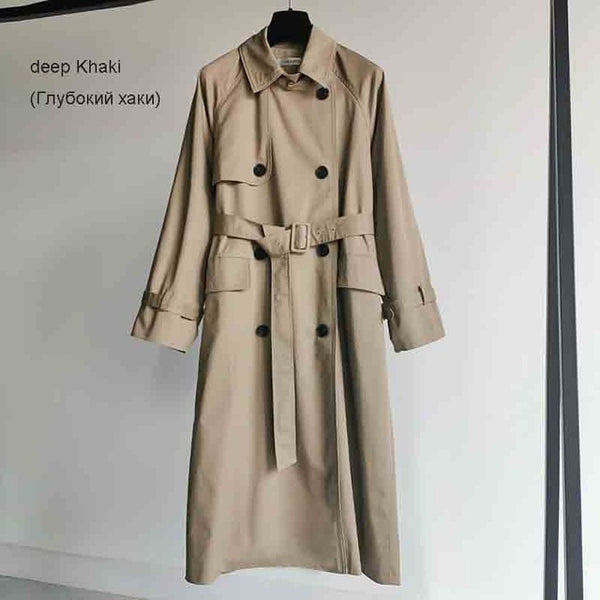 UK Brand new Fashion 2020 Fall /Autumn Casual Double breasted Simple Classic Long Trench coat with belt Chic Female windbreaker