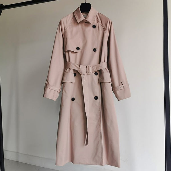 UK Brand new Fashion 2020 Fall /Autumn Casual Double breasted Simple Classic Long Trench coat with belt Chic Female windbreaker