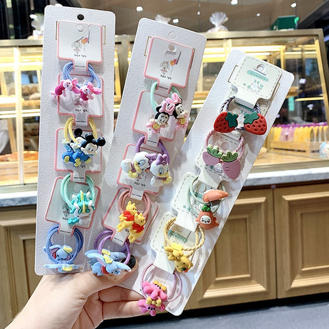 1set Kawaii Cartoon Princess Women Girls Kids Elastic Hair Rubber Bands Accessories Tie Hair Rope Headdress Gift Scrunchies