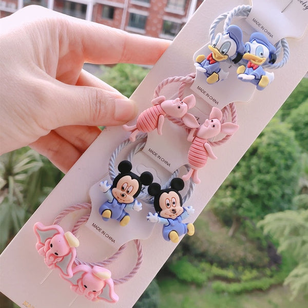 1set Kawaii Cartoon Princess Women Girls Kids Elastic Hair Rubber Bands Accessories Tie Hair Rope Headdress Gift Scrunchies