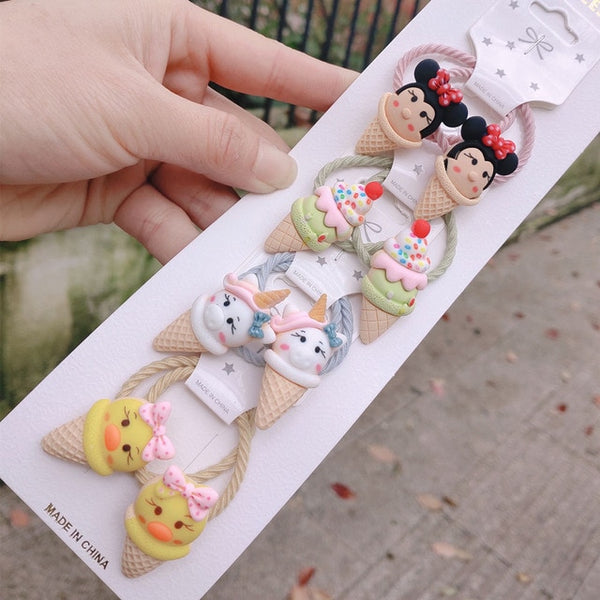 1set Kawaii Cartoon Princess Women Girls Kids Elastic Hair Rubber Bands Accessories Tie Hair Rope Headdress Gift Scrunchies