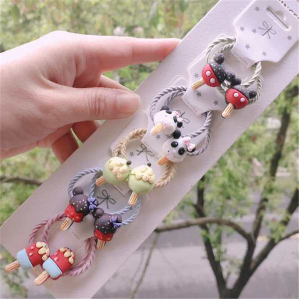 1set Kawaii Cartoon Princess Women Girls Kids Elastic Hair Rubber Bands Accessories Tie Hair Rope Headdress Gift Scrunchies