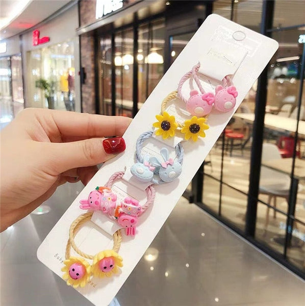 1set Kawaii Cartoon Princess Women Girls Kids Elastic Hair Rubber Bands Accessories Tie Hair Rope Headdress Gift Scrunchies