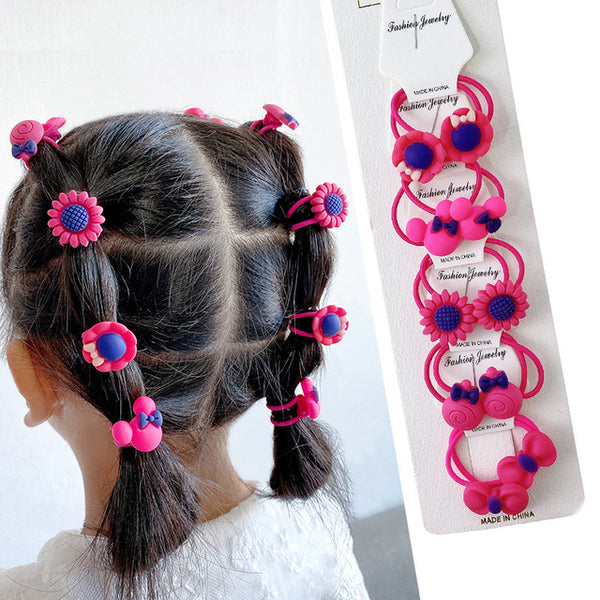 1set Kawaii Cartoon Princess Women Girls Kids Elastic Hair Rubber Bands Accessories Tie Hair Rope Headdress Gift Scrunchies