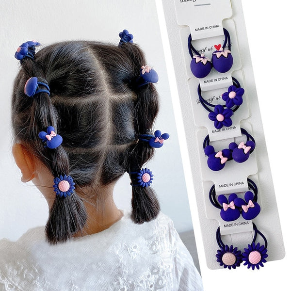 1set Kawaii Cartoon Princess Women Girls Kids Elastic Hair Rubber Bands Accessories Tie Hair Rope Headdress Gift Scrunchies