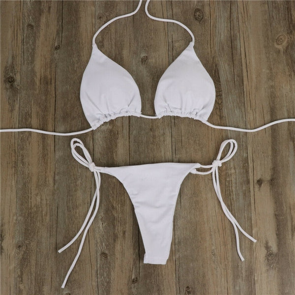 Bikinis Swimsuit Set For Women Swimwear Triangle Bathing Suit Tie String  Thong