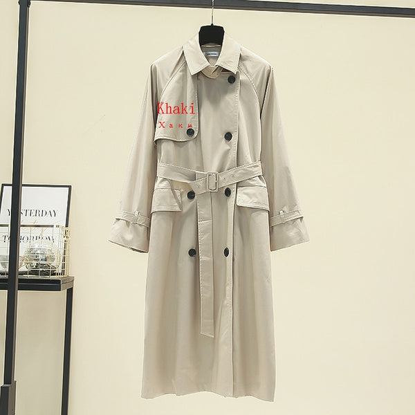 UK Brand new Fashion 2020 Fall /Autumn Casual Double breasted Simple Classic Long Trench coat with belt Chic Female windbreaker