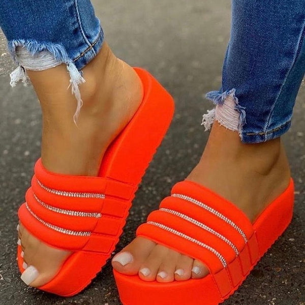 Women's Slippers Fashion Casual Slippers Women Thick Platforms Shoes Slippers Flip Flops Ladies Slides Rome Beach Sandals