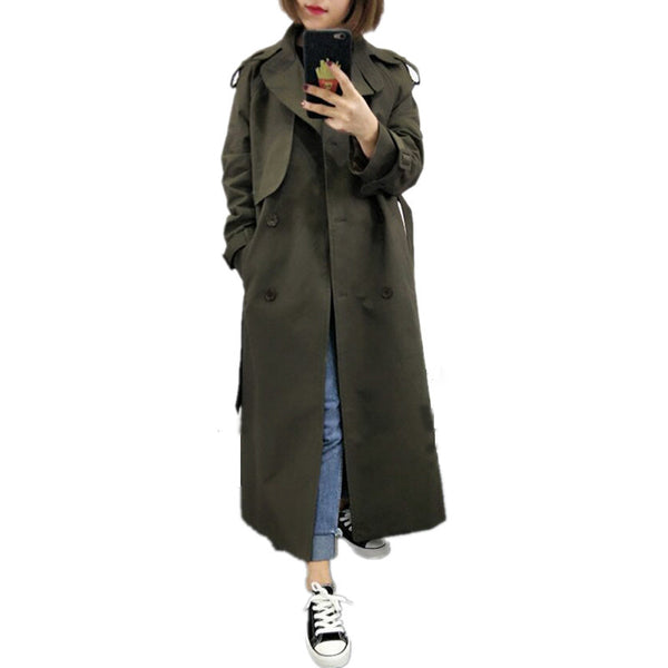 UK Brand new Fashion 2020 Fall /Autumn Casual Double breasted Simple Classic Long Trench coat with belt Chic Female windbreaker