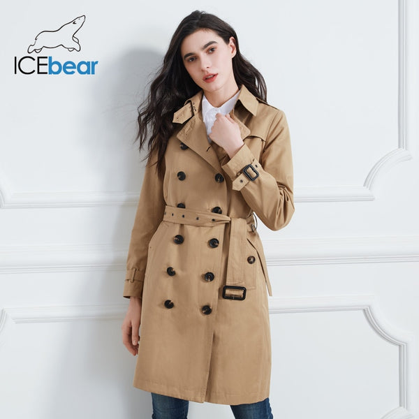 ICEbear 2020 Women spring lapel windbreaker fashion double breasted women's trench coat quality women clothing GWF20023D