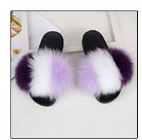 Fur slippers  Fox Fur Female Summer Outer Wear Korean Version of the Fashion Flat Wild Red Sandals women shoes Fluffy sandals