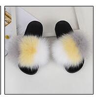 Fur slippers  Fox Fur Female Summer Outer Wear Korean Version of the Fashion Flat Wild Red Sandals women shoes Fluffy sandals