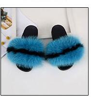 Fur slippers  Fox Fur Female Summer Outer Wear Korean Version of the Fashion Flat Wild Red Sandals women shoes Fluffy sandals