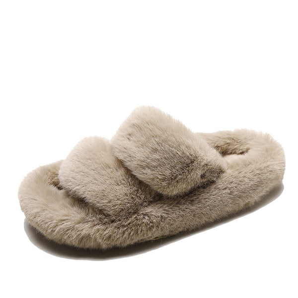 Women Fur Slippers Furry Fuzzy Home Slippers Ladies Slip on Indoor Slides Soft Thick Bottom Fluffy Slippers Warm Shoes Flats New