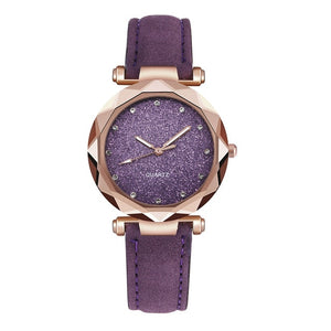 Casual Women Romantic Starry Sky Wrist Watch Leather Rhinestone Designer Ladies Clock Simple Dress Gfit Montre Femme