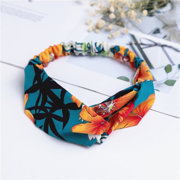 Fashion Women Girls Summer Bohemian Hair Bands Print Headbands Vintage Cross Turban Bandage Bandanas HairBands Hair Accessories