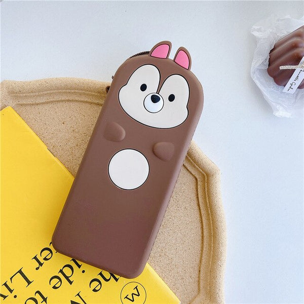 Silicone Cartoon Frog Pencil Case Stationery Kawaii Pencil Bag School Office Supplies Students Gifts Cosmetic Bags Mackup Cases