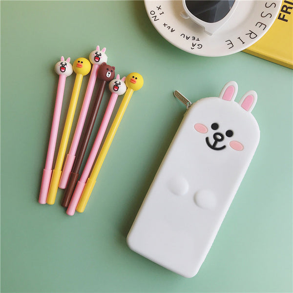 Silicone Cartoon Frog Pencil Case Stationery Kawaii Pencil Bag School Office Supplies Students Gifts Cosmetic Bags Mackup Cases