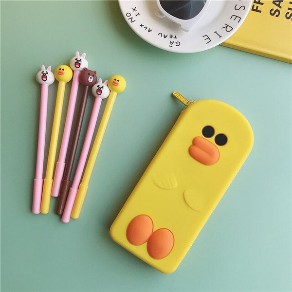 Silicone Cartoon Frog Pencil Case Stationery Kawaii Pencil Bag School Office Supplies Students Gifts Cosmetic Bags Mackup Cases