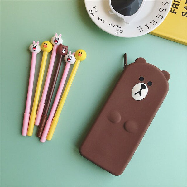 Silicone Cartoon Frog Pencil Case Stationery Kawaii Pencil Bag School Office Supplies Students Gifts Cosmetic Bags Mackup Cases