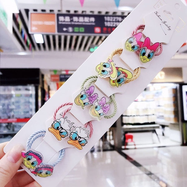 1set Kawaii Cartoon Princess Women Girls Kids Elastic Hair Rubber Bands Accessories Tie Hair Rope Headdress Gift Scrunchies