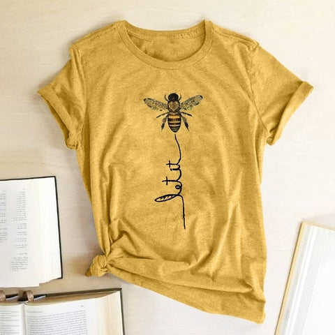 Hillbilly Women Bee Kind T-shirt Aesthetics Graphic Short Sleeve Cotton Polyester T Shirts Female Camisetas Verano Mujer 2020