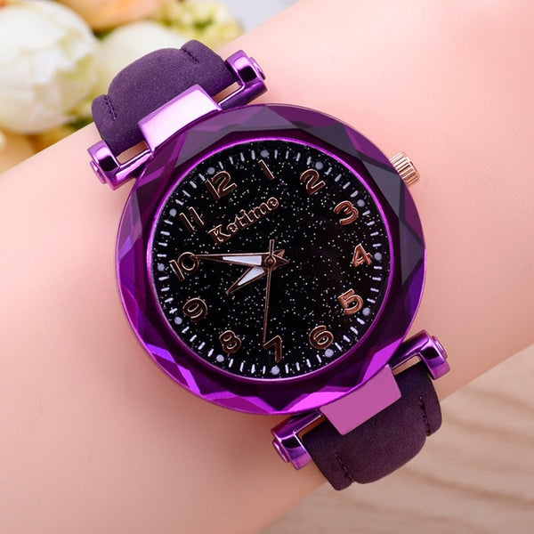 Casual Women Watches Starry Sky Quartz Wristwatch Female Clock Leather Fashion Ladies Wrist Watches reloj mujer relogio feminino